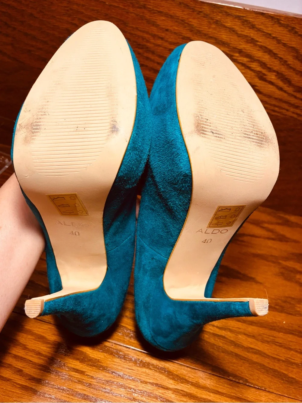 ALDO Teal Suede Platform Stiletto Heels Leather Size EU 40 US 9